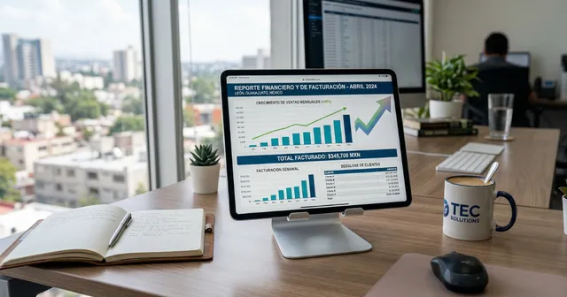 Reporte financiero y de facturación en una tableta